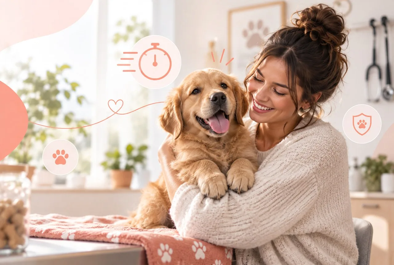 Pet owner comparing options for pet insurance claim straight away